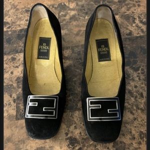 Fendi Womens Flats Scorpe Black Size 35.5